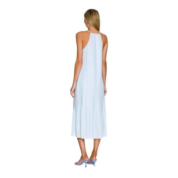 NEW L’Academie Revolve Elin Midi Dress Pleated Sleeveless Baby Blue Medium - Picture 3 of 7